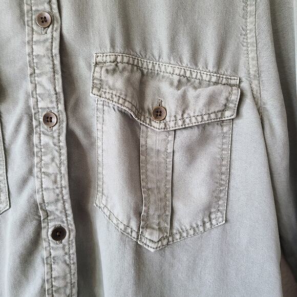 American‎ Eagle Outfitters Women Shirt Small Boyfriend Fit Military Grunge Green - Picture 5 of 13